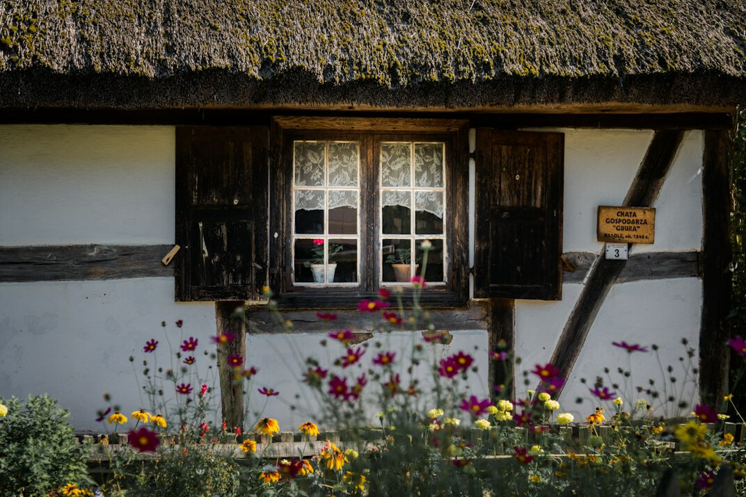 Old wooden door of a traditional Polish house